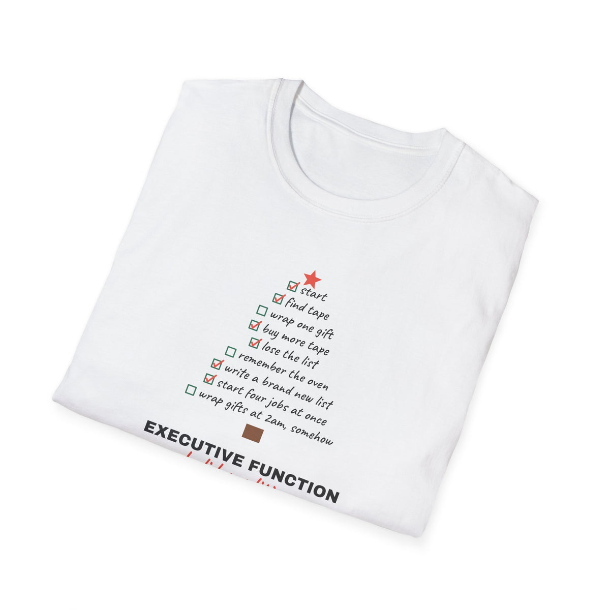 Executive Function Christmas Tree funny ADHD t-shirt to-do list design (view 6)