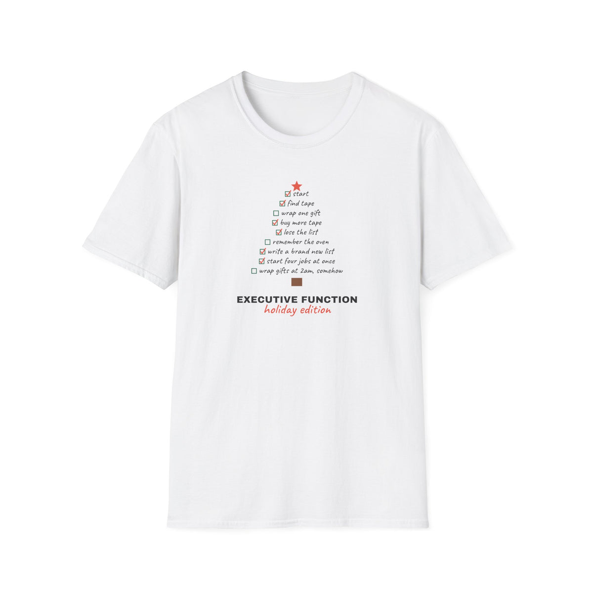 Executive Function Christmas Tree funny ADHD t-shirt to-do list design
