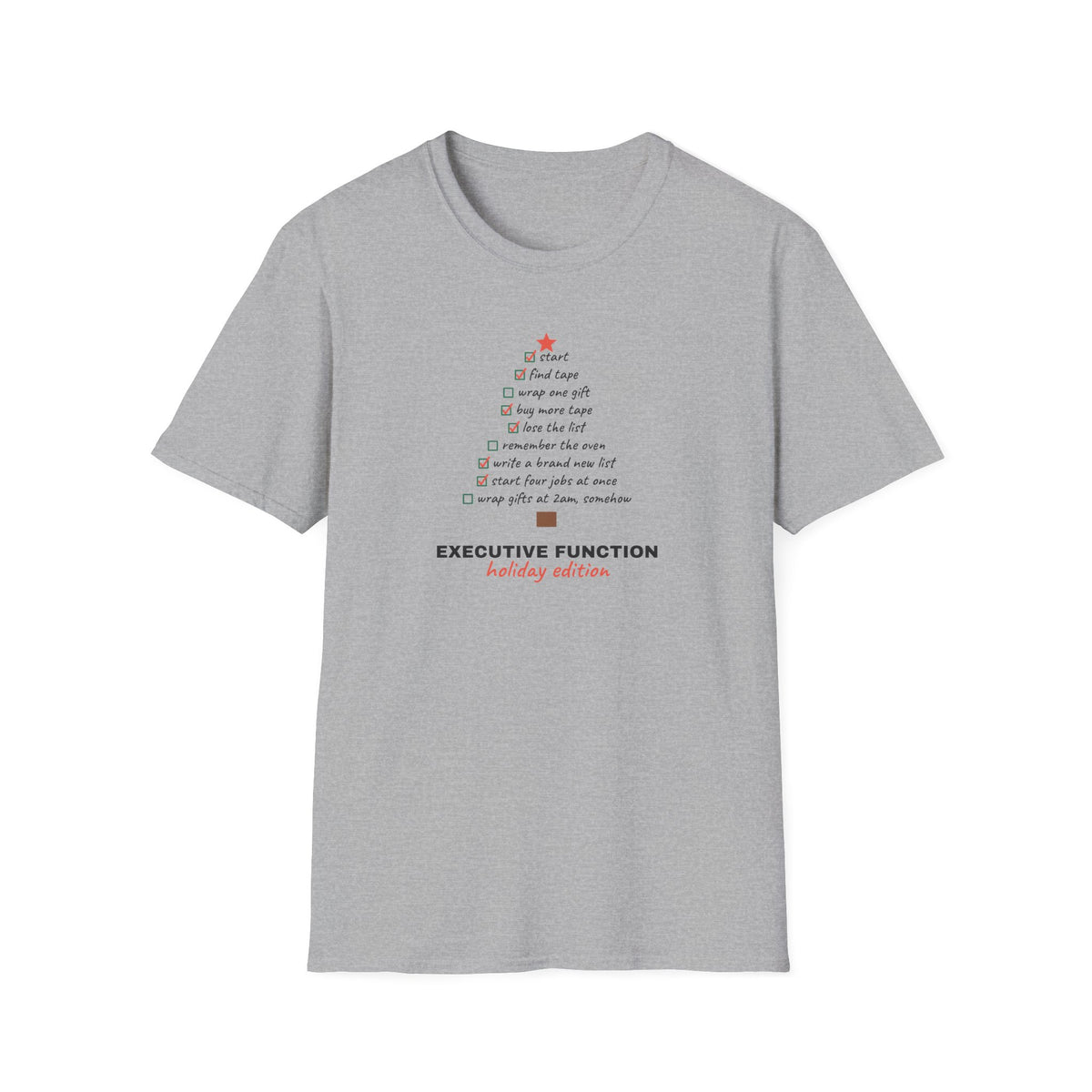 Executive Function Christmas Tree funny ADHD t-shirt to-do list design (view 2)