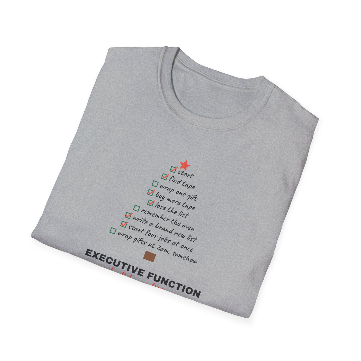 Executive Function Christmas Tree funny ADHD t-shirt to-do list design (view 9)