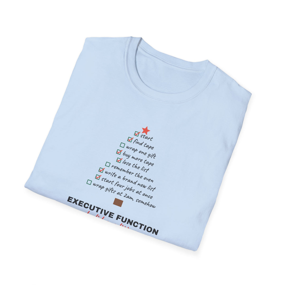 Executive Function Christmas Tree funny ADHD t-shirt to-do list design (view 12)